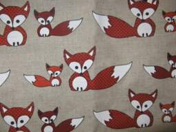 Linen Curtain Panel Natural White Orange Foxes Animals Kids Room Decor Cafe Curtain Kitchen Valance Runner Napkins Tea Towel Great Gift - thumbnail 1