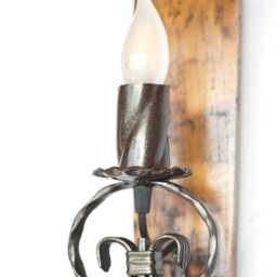 Rustic Wall Lamp - Wood & Wrought Iron Sconce Barrel Lights - thumbnail 3