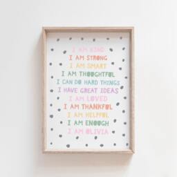 Girls Affirmation Print, Bedroom Decor, Positive, Personalised Prints, Affirmations, Wall Art, Playroom, Motivational Art - thumbnail 2