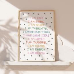 Girls Affirmation Print, Bedroom Decor, Positive, Personalised Prints, Affirmations, Wall Art, Playroom, Motivational Art - thumbnail 1