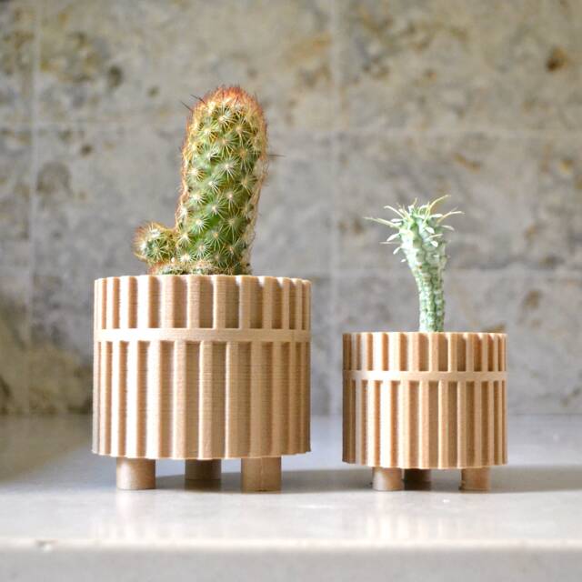 "Funky Wood Finish Planter ""Picket Fence" - image 1