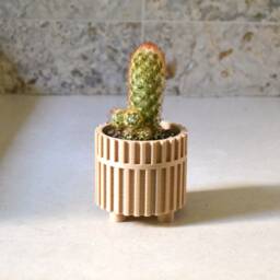 "Funky Wood Finish Planter ""Picket Fence" - thumbnail 3