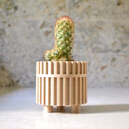 "Funky Wood Finish Planter ""Picket Fence" - thumbnail 2