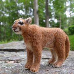 Meelon The Mountain Lion, Needle Felted Animal Wool Art Sculpture - thumbnail 3