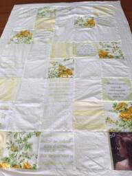 Yellow Floral Cotton Quilt, Personalized Patchwork Flowers Pattern Photo Romantic Bedding Gift