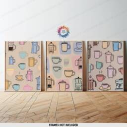 Coffee Wall Prints - Set Of 3 - Pastel Kitchen Art Retro Decor Gallery Shop Lover Gifts Trendy - thumbnail 2
