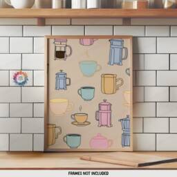 Coffee Wall Prints - Set Of 3 - Pastel Kitchen Art Retro Decor Gallery Shop Lover Gifts Trendy - thumbnail 3