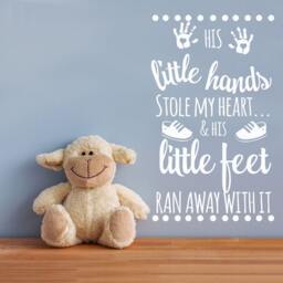 Little Hands Feet Nursery Wall Quote Vinyl Decal - Baby Picture - thumbnail 1
