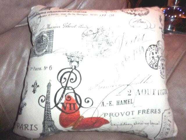Black & White Premier Prints French Stamp Pillow Cover With Red Butterfly - image 1