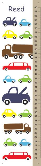 Personalized Growth Chart - Colorful Vehicles Kids Wall Art