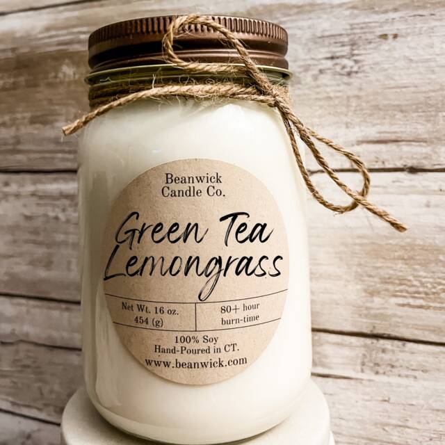 Green Tea Lemongrass Soy Candle - 80+ Hour Burn Time - image 1