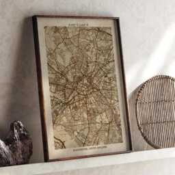 Manchester, England Map - Vintage Beige Detailed Print United Kingdom Wall Art Travel Gift - thumbnail 1