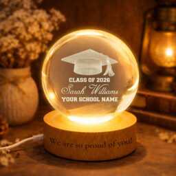 Custom Class Of 2026 Crystal Ball Night Light, Personalised Graduation Gift For Senior Congrats On Your Graduation - thumbnail 2