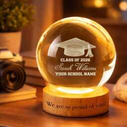 Custom Class Of 2026 Crystal Ball Night Light, Personalised Graduation Gift For Senior Congrats On Your Graduation - thumbnail 3