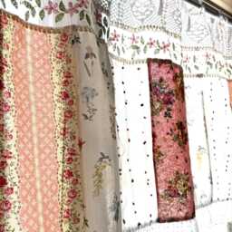 Handmade Floral Lace Curtain Valance - Shabby Chic Patchwork Farmhouse Backdrop - thumbnail 2