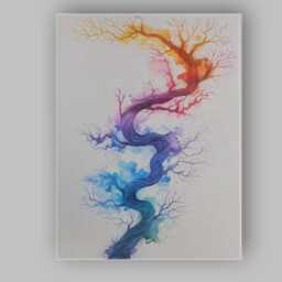 Rainbow Watercolour Twisting Tree Abstract Nature Illustration Canvas Wall Art Print Decor Picture Ready To Hang - thumbnail 1