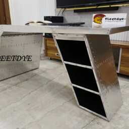 Aviator Wing Desk Aluminum Home Office Writing Table Aviation Themed Furniture - thumbnail 4