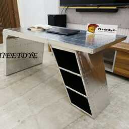 Aviator Wing Desk Aluminum Home Office Writing Table Aviation Themed Furniture - thumbnail 3