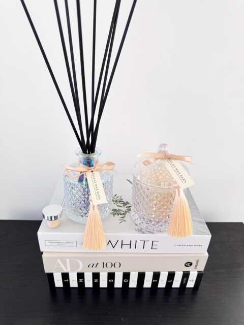 Luxury Pearlised Geometric Candle & Reed Diffuser Set - Coco Soy Wax 260G 250Ml Gift Home Fragrance - image 1