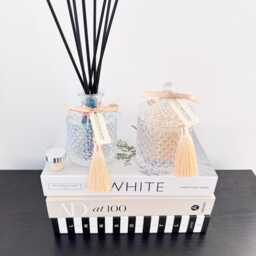 Luxury Pearlised Geometric Candle & Reed Diffuser Set - Coco Soy Wax 260G 250Ml Gift Home Fragrance - thumbnail 3