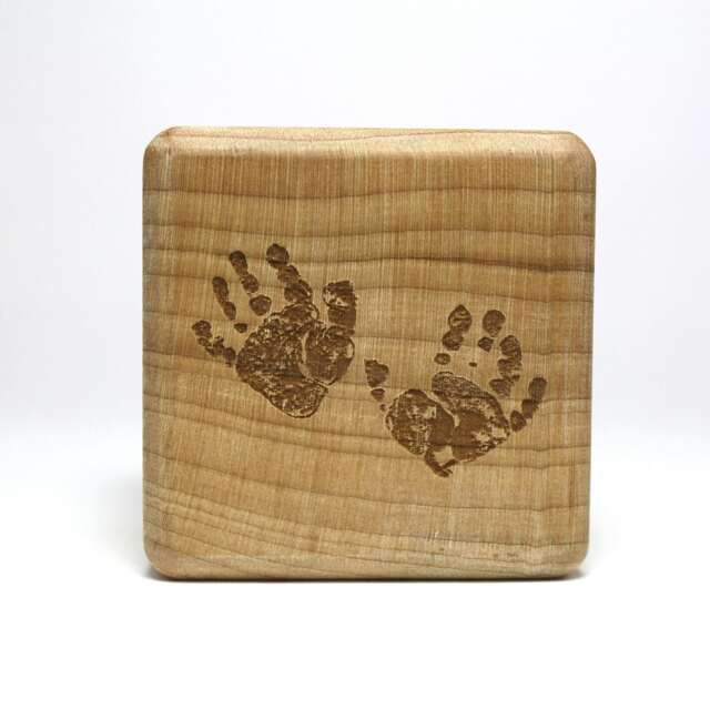 Custom Infant Memorial Engraved Baby Block With Handprints // Loss Stillborn Keepsake Angel Gifts Miscarriage Gift - image 1