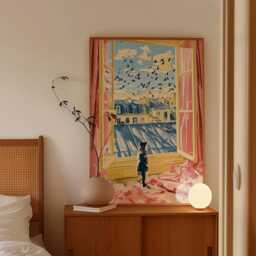 Paris Window View Poster, Cat Print, Cityscape Wall Art - thumbnail 2