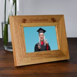 Personalised Wooden Photo Frame Graduation Gift - Engraved University Degree Present For Graduate, Son, Daughter, School Leaver, 4x6 5x7 - thumbnail 2