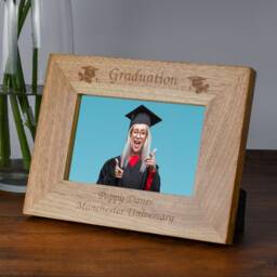 Personalised Wooden Photo Frame Graduation Gift - Engraved University Degree Present For Graduate, Son, Daughter, School Leaver, 4x6 5x7 - thumbnail 3
