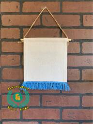 Blank Square Canvas Banner, Wall Hanging Pin Display With Blue Tassel - thumbnail 1