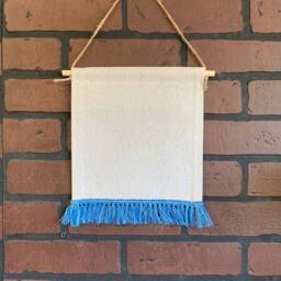 Blank Square Canvas Banner, Wall Hanging Pin Display With Blue Tassel - thumbnail 2