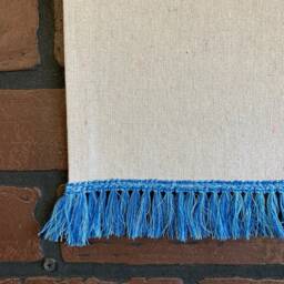 Blank Square Canvas Banner, Wall Hanging Pin Display With Blue Tassel - thumbnail 3