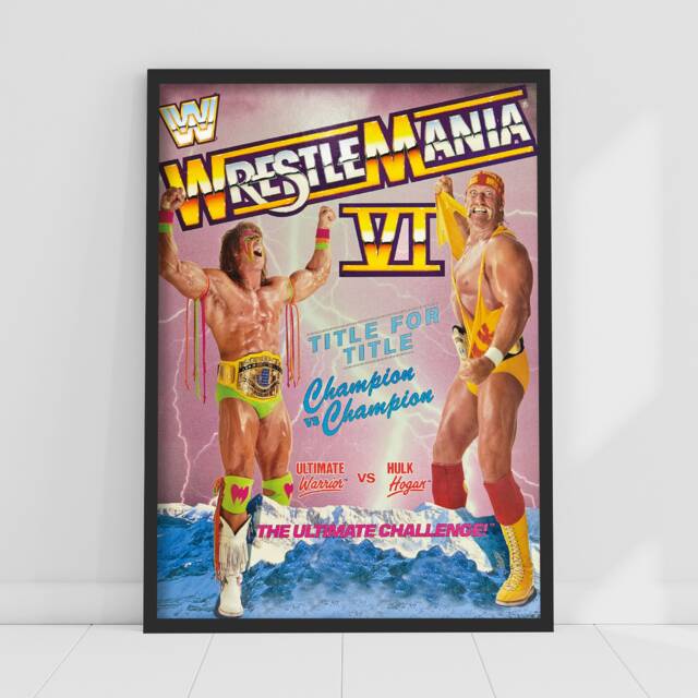 Wwe Print - Wrestlemania Ultimate Warrior & Hulk Hogan Poster Wrestling Wall Art - image 1