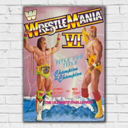 Wwe Print - Wrestlemania Ultimate Warrior & Hulk Hogan Poster Wrestling Wall Art - thumbnail 2