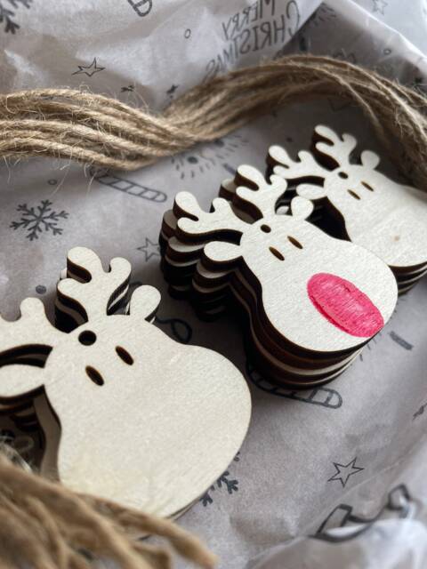 Diy Christmas Tag, Gift From Baby, Fingerprint Reindeer Ornament, For Grandparents, Present Finger Painting - image 1