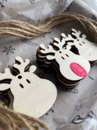 Diy Christmas Tag, Gift From Baby, Fingerprint Reindeer Ornament, For Grandparents, Present Finger Painting - thumbnail 1