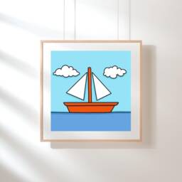 Simpsons Boat Art Print Living Room Sailboat Painting - 20x20 cm - thumbnail 1