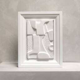 Geometric Plaster Sculpture Abstract Nature, Wabi Sabi Wall Art - Framed - thumbnail 2
