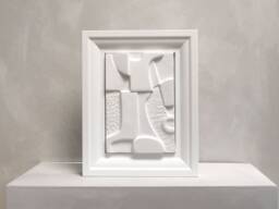 Geometric Plaster Sculpture Abstract Nature, Wabi Sabi Wall Art - Framed - thumbnail 1