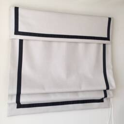 Cream Relaxed Roman Shade With Black Grosgrain Ribbon Border - thumbnail 2