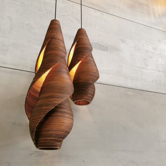 Handmade Wooden Seashell Pendant Lamp For Modern Rustic Decor - Invidia L60 & L80 - image 1