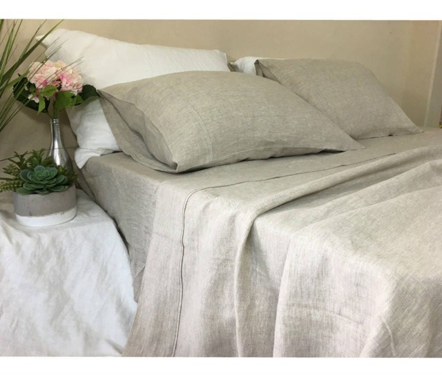 Natural Linen Bed Sheets in Undyed Linen, Medium Weight Top Sheet, Fitted Pillow Cases Twin, Queen, King Or Custom Size - image 1