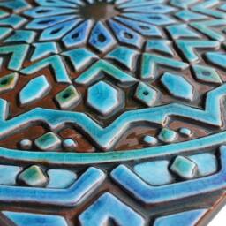 4 Moroccan Ceramic Tiles For Wall Art Decor, Outdoor Design, With Deep Relief, Garden Moroc Mix 30cm Turquoise - thumbnail 2