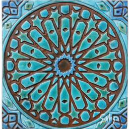 4 Moroccan Ceramic Tiles For Wall Art Decor, Outdoor Design, With Deep Relief, Garden Moroc Mix 30cm Turquoise - thumbnail 3