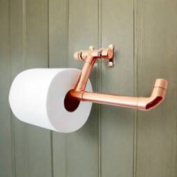 Copper Dual Toilet Roll Holder - Wall Mounted Bathroom Organizer - thumbnail 1