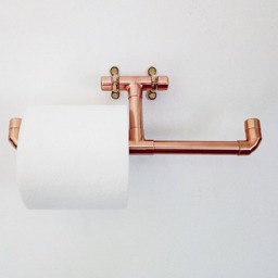 Copper Dual Toilet Roll Holder - Wall Mounted Bathroom Organizer - thumbnail 4