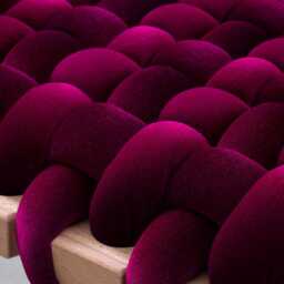 Purple Burgundy Woven Bench Entryway - Handmade Beechwood Hallway Mudroom Bedroom Velvet Bench Statement - thumbnail 4