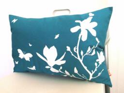 Teal Magnolia & Butterfies Rectangle Pillow - thumbnail 1