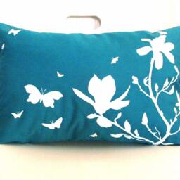 Teal Magnolia & Butterfies Rectangle Pillow - thumbnail 2