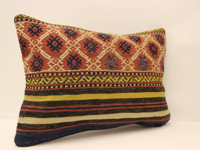 Pillow Cover - Classic Kilim -Sofa -Ticking Geometric -Home Decor- Cotton Decorative -14x20 Thro Pillo Cove Be-251 - image 1
