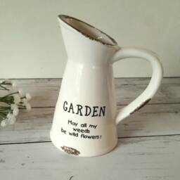 Small Ceramic Garden Vase - The Home & Hearts Shop Jug Planter Rustic Shabby Wedding Gift Xmas - thumbnail 2